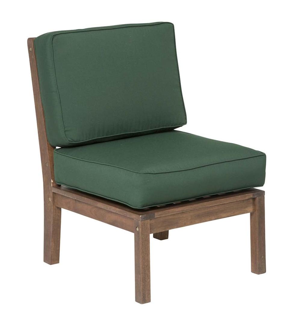 Plow & Hearth Wood Furniture Outdoor Living Claremont Eucalyptus Outdoor Sectional Seating With Cushions