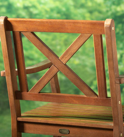 Plow & Hearth Wood Furniture Outdoor Living Claremont Eucalyptus Round Dining Table And Chairs