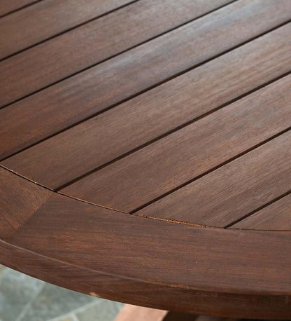 Plow & Hearth Wood Furniture Outdoor Living Claremont Eucalyptus Round Dining Table And Four Chairs - Natural