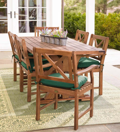 Plow & Hearth Wood Furniture Outdoor Living Claremont Outdoor Dining Furniture, Eucalyptus Table And Chairs