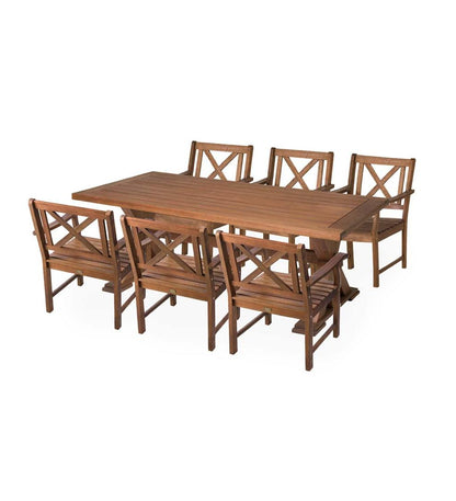 Plow & Hearth Wood Furniture Outdoor Living Claremont Outdoor Dining Furniture, Eucalyptus Table And Chairs