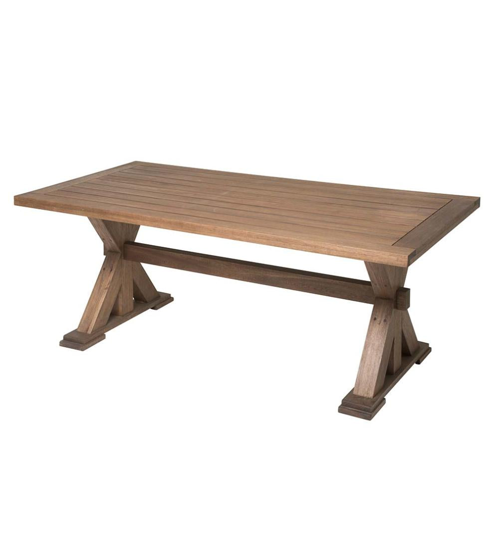 Plow & Hearth Wood Furniture Outdoor Living Claremont Outdoor Dining Furniture, Eucalyptus Table And Chairs