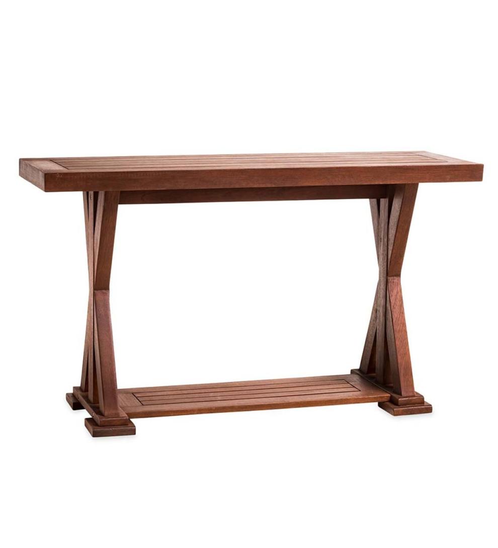 Plow & Hearth Wood Furniture Outdoor Living Claremont Outdoor Eucalyptus Console Table