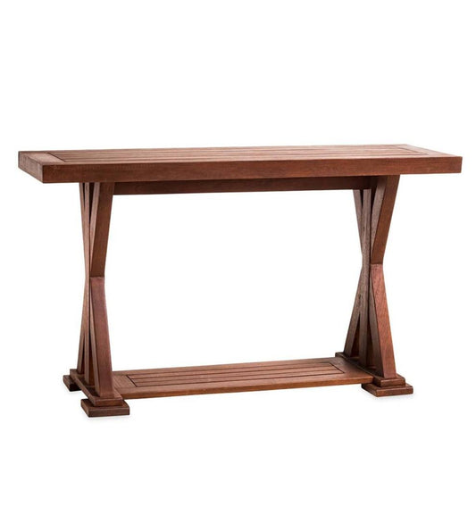 Plow & Hearth Wood Furniture Outdoor Living Claremont Outdoor Eucalyptus Console Table