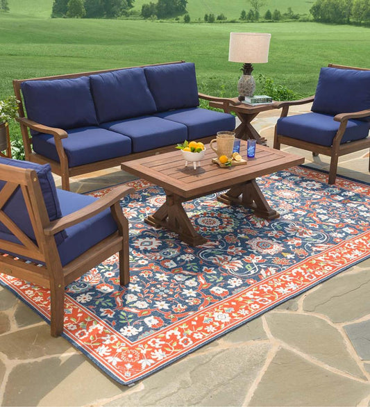 Plow & Hearth Wood Furniture Outdoor Living Claremont Seating Collection, Eucalyptus Wood Outdoor Furniture