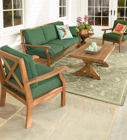 Plow & Hearth Wood Furniture Outdoor Living Claremont Seating Collection, Eucalyptus Wood Outdoor Furniture