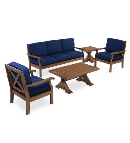 Plow & Hearth Wood Furniture Outdoor Living Claremont Seating Collection, Eucalyptus Wood Outdoor Furniture