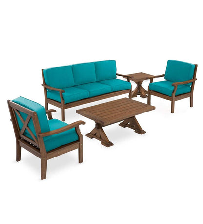 Plow & Hearth Wood Furniture Outdoor Living Claremont Seating Collection, Eucalyptus Wood Outdoor Furniture