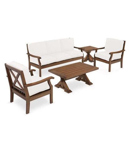 Plow & Hearth Wood Furniture Outdoor Living Claremont Seating Collection, Eucalyptus Wood Outdoor Furniture
