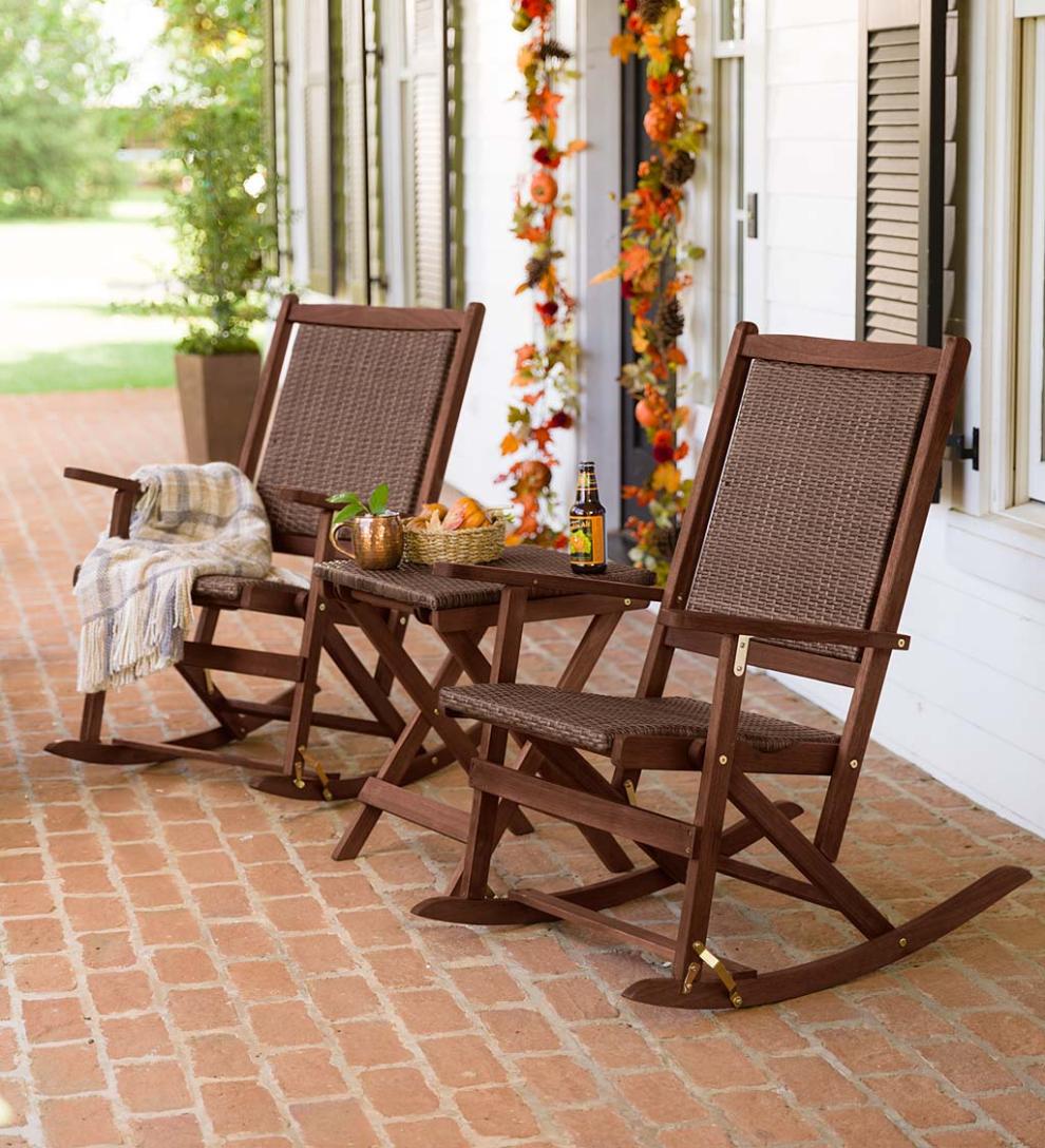 Plow & Hearth Wood Furniture Outdoor Living Claytor Folding Eucalyptus Outdoor Furniture