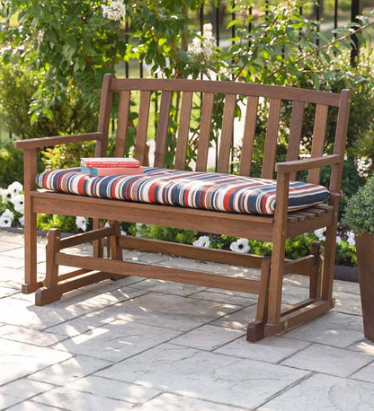 Plow & Hearth Wood Furniture Outdoor Living Eucalyptus Wood Love Seat Glider, Lancaster Outdoor Furniture Collection - Natural