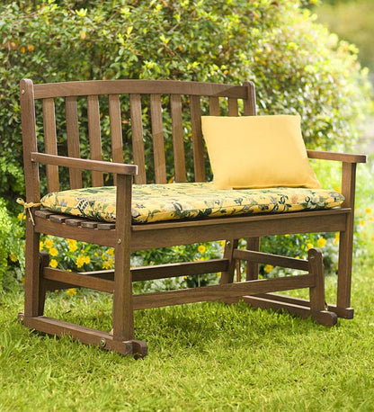 Plow & Hearth Wood Furniture Outdoor Living Eucalyptus Wood Love Seat Glider, Lancaster Outdoor Furniture Collection - Natural