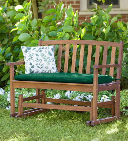 Plow & Hearth Wood Furniture Outdoor Living Eucalyptus Wood Love Seat Glider, Lancaster Outdoor Furniture Collection - Natural