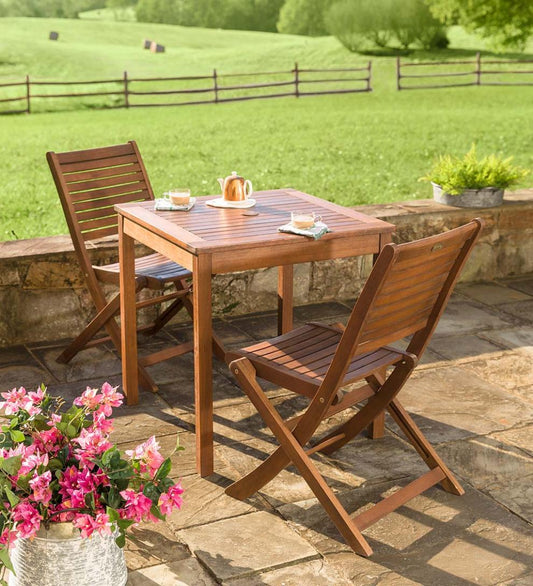 Plow & Hearth Wood Furniture Outdoor Living Eucalyptus Wood Outdoor Bistro Furniture