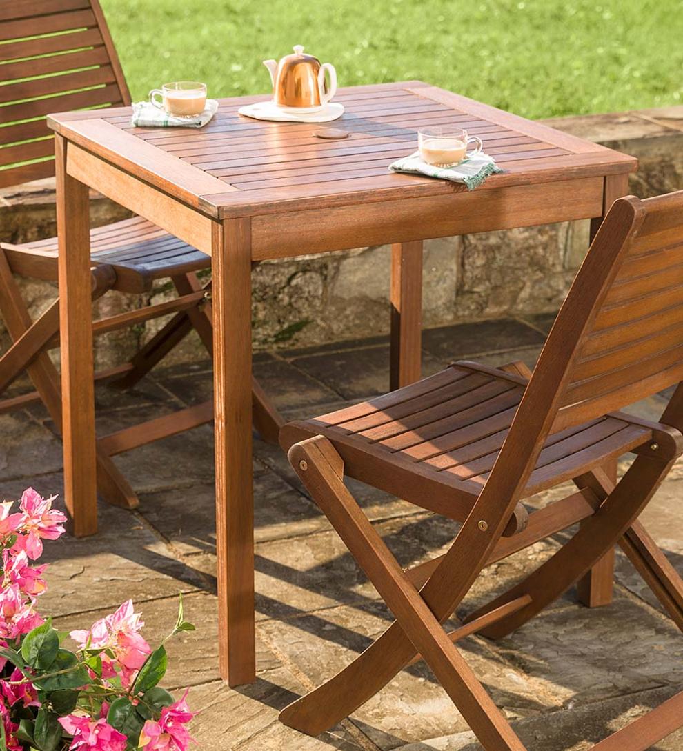 Plow & Hearth Wood Furniture Outdoor Living Eucalyptus Wood Outdoor Bistro Furniture