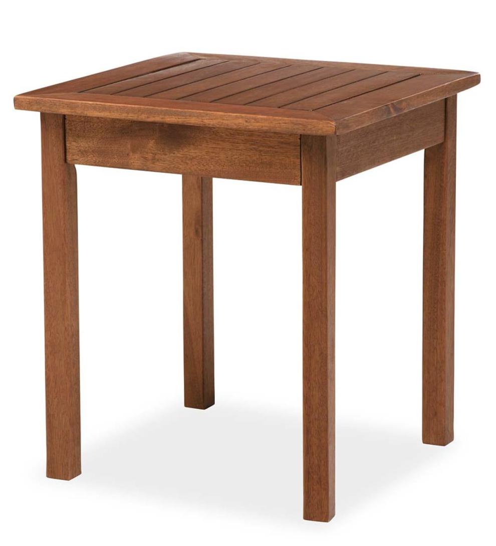 Plow & Hearth Wood Furniture Outdoor Living Eucalyptus Wood Side Table, Lancaster Outdoor Furniture Collection - Natural