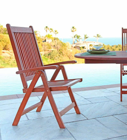 Plow & Hearth Wood Furniture Outdoor Living Forest Stewardship Council Certified Eucalyptus 5-Position Reclining Chair