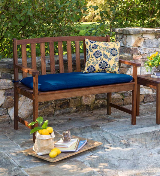 Plow & Hearth Wood Furniture Outdoor Living Lancaster Eucalyptus Wood Bench - Natural