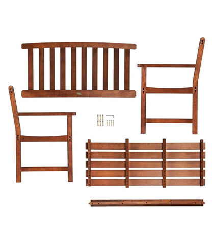 Plow & Hearth Wood Furniture Outdoor Living Lancaster Eucalyptus Wood Bench - Natural