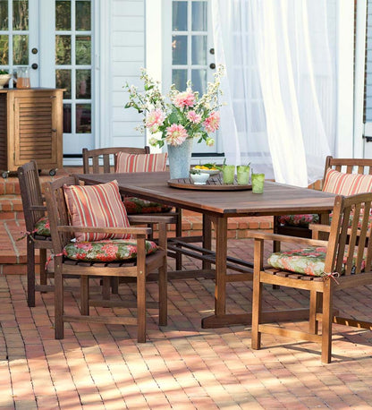 Plow & Hearth Wood Furniture Outdoor Living Lancaster Extension Table Set, Extension Table And 6 Chairs - Natural