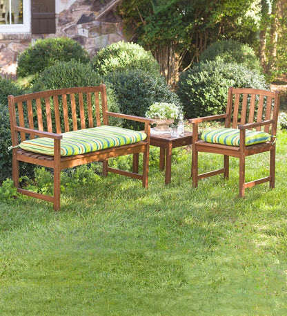 Plow & Hearth Wood Furniture Outdoor Living Lancaster Extension Table Set, Extension Table And 6 Chairs - Natural
