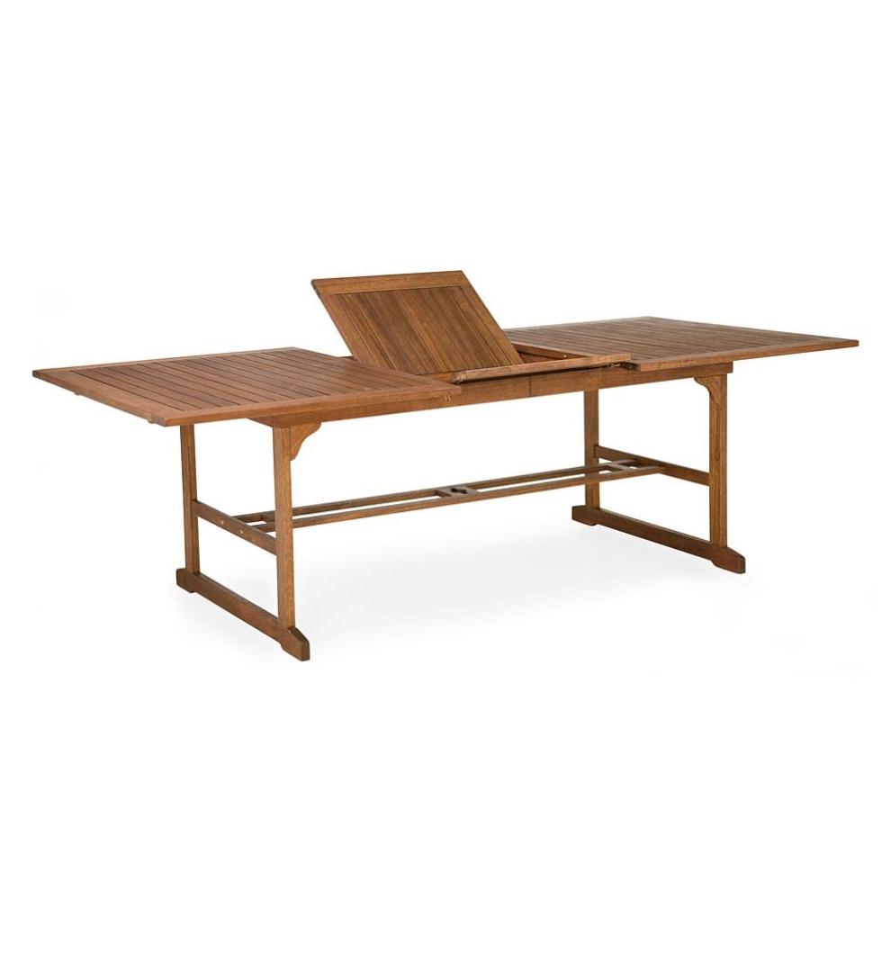 Plow & Hearth Wood Furniture Outdoor Living Lancaster Extension Table Set, Extension Table And 6 Chairs - Natural