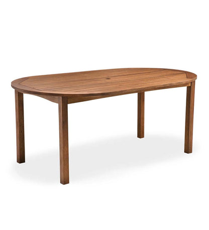Plow & Hearth Wood Furniture Outdoor Living Lancaster Oval Table Set, Oval Table And 6 Chairs - Natural