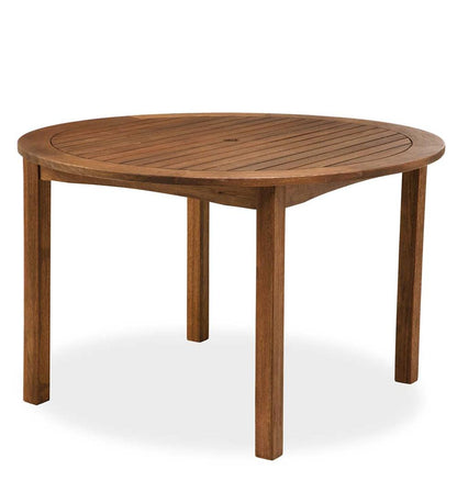 Plow & Hearth Wood Furniture Outdoor Living Lancaster Round Table Set, Round Table And 4 Chairs - Natural