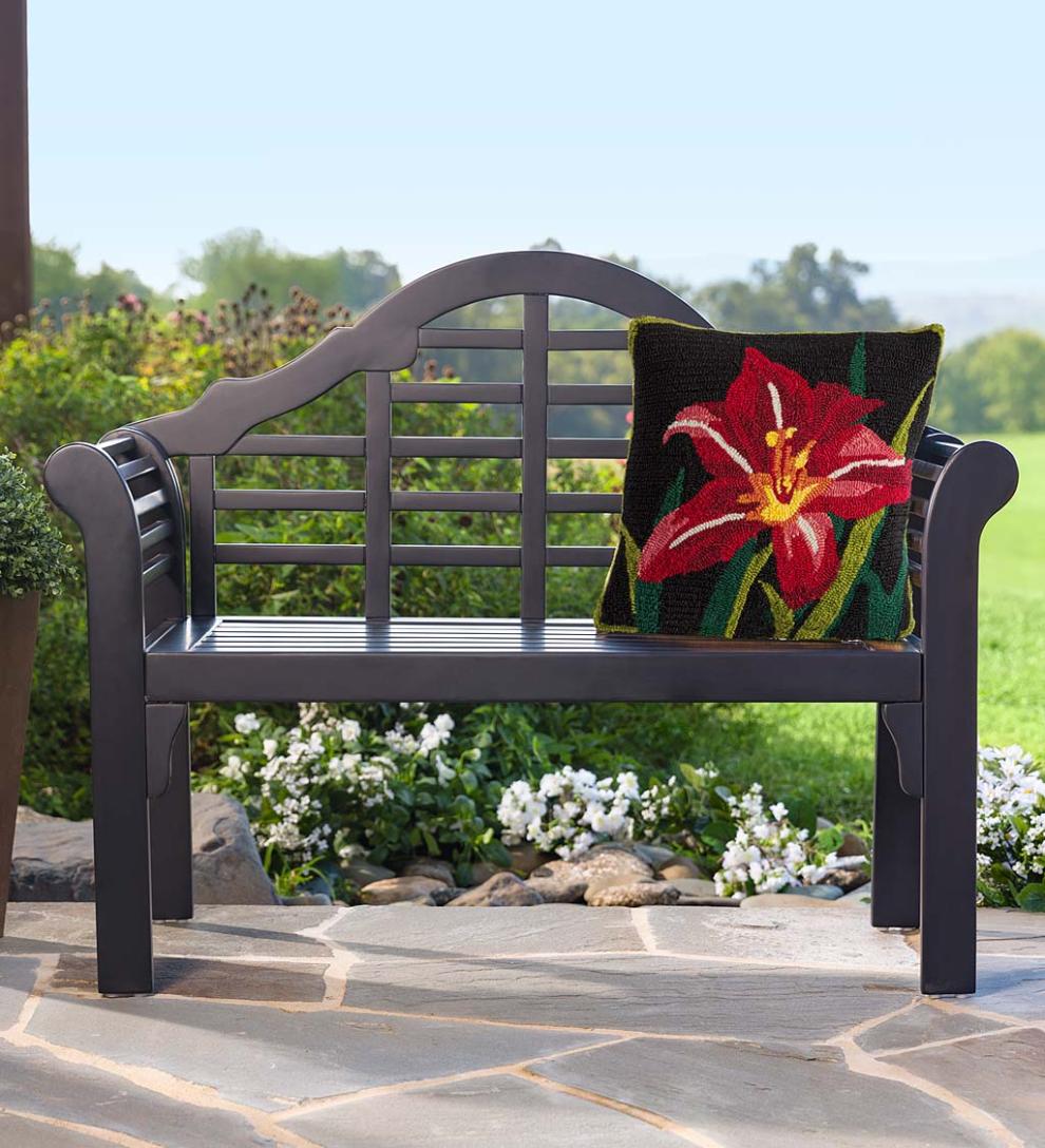 Plow & Hearth Wood Furniture Outdoor Living Lutyens Wood Garden Bench - Black