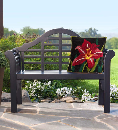 Plow & Hearth Wood Furniture Outdoor Living Lutyens Wood Garden Bench - Black