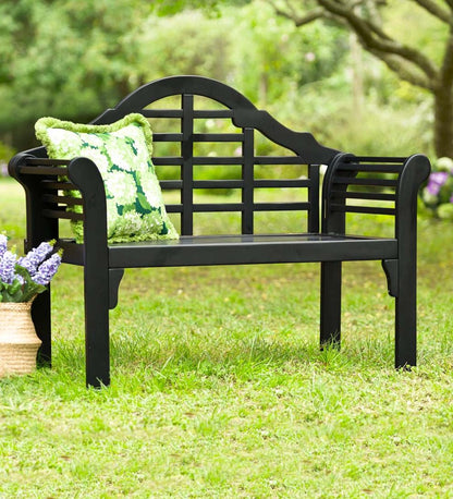 Plow & Hearth Wood Furniture Outdoor Living Lutyens Wood Garden Bench - Black