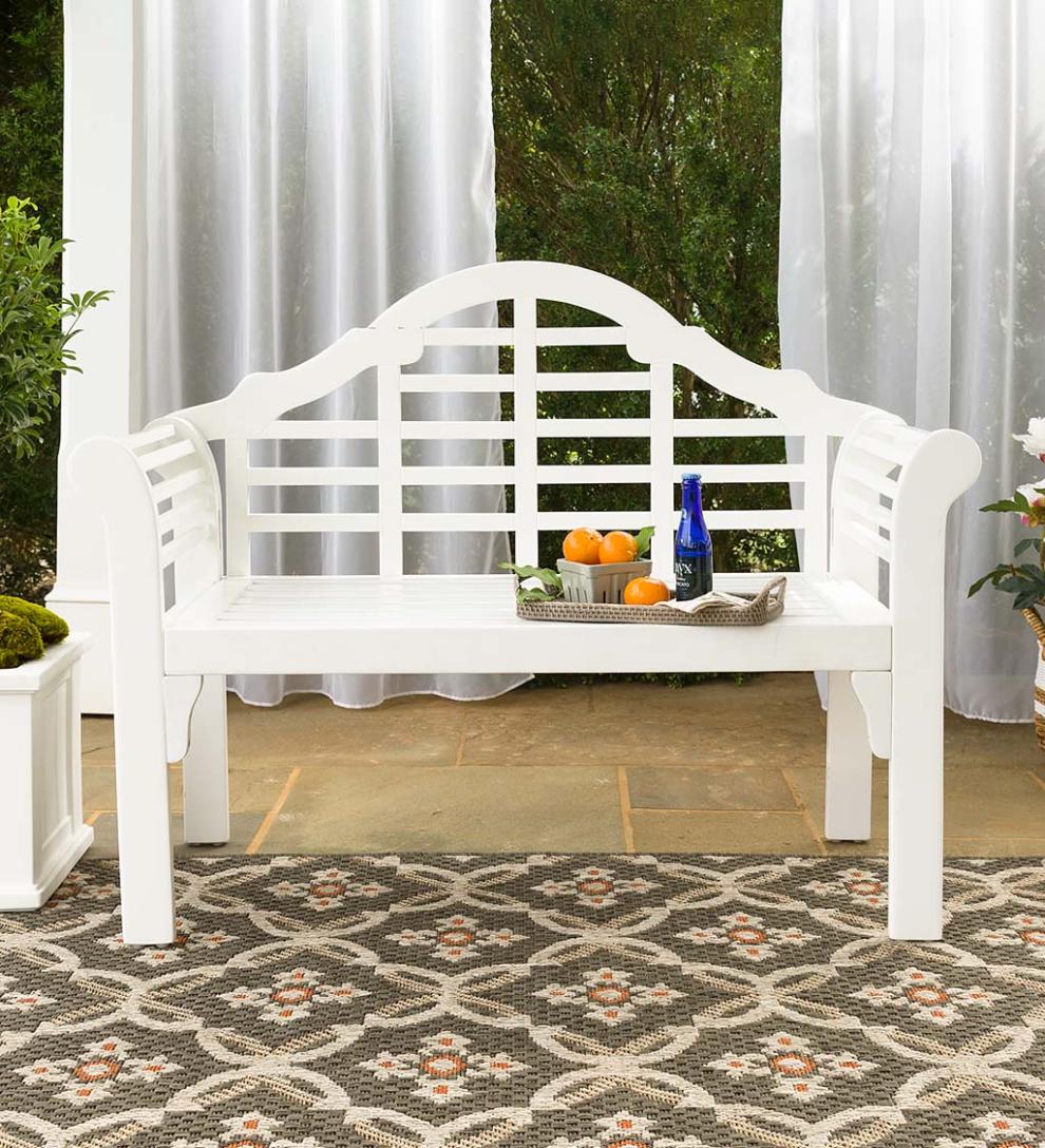 Plow & Hearth Wood Furniture Outdoor Living Lutyens Wood Garden Bench - Black
