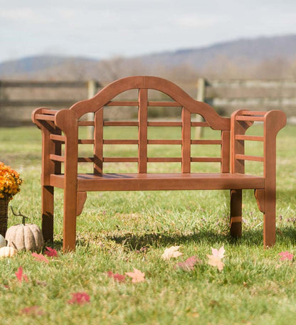 Plow & Hearth Wood Furniture Outdoor Living Lutyens Wood Garden Bench - Black