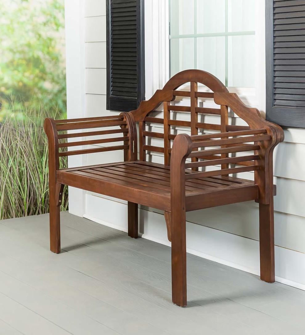 Plow & Hearth Wood Furniture Outdoor Living Lutyens Wood Garden Bench - Black