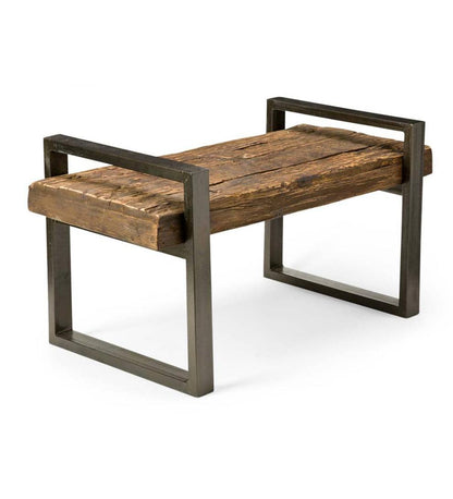 Plow & Hearth Wood Furniture Outdoor Living Reclaimed Wood And Iron Outdoor Bench - Bronze