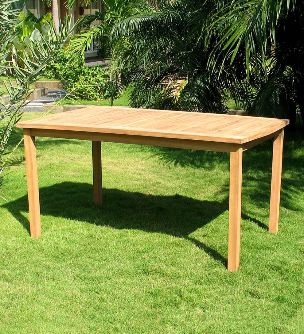 Plow & Hearth Wood Furniture Outdoor Living Rectangular Teak Dining Table