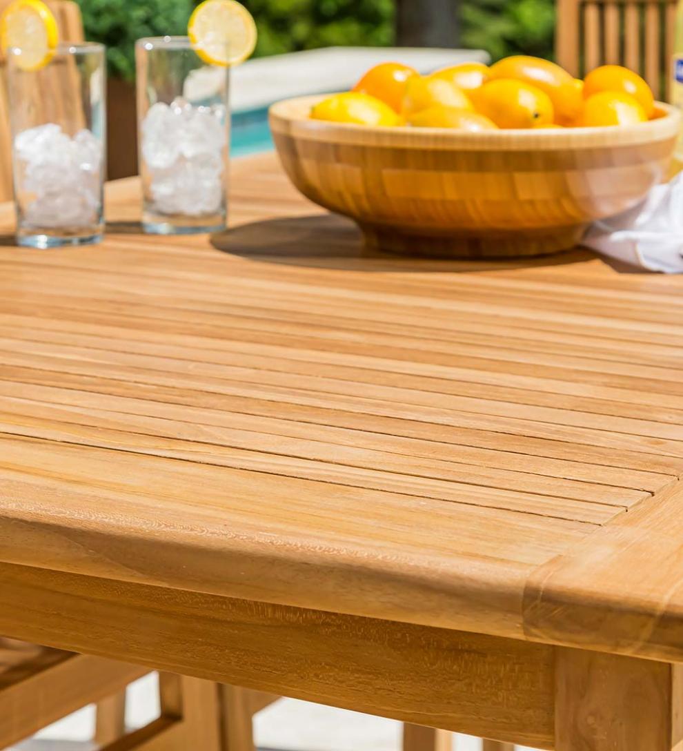 Plow & Hearth Wood Furniture Outdoor Living Rectangular Teak Dining Table