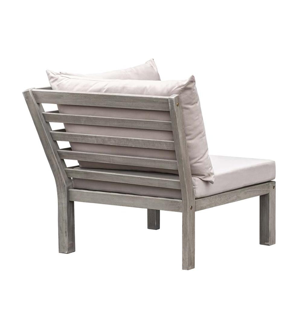 Plow & Hearth Wood Furniture Outdoor Living Ridgewind Outdoor Sectional Sofa Seating Set With Cocktail Table