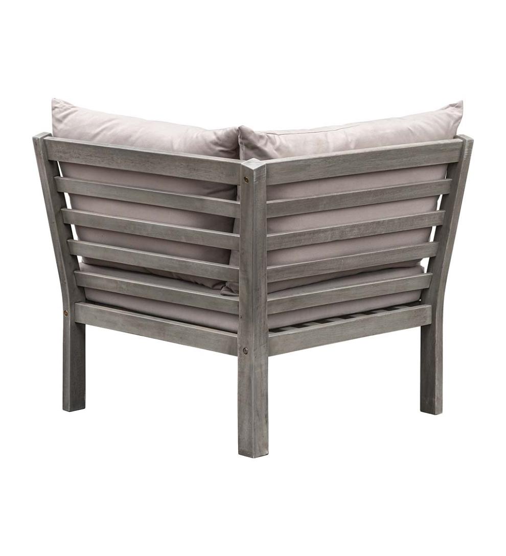 Plow & Hearth Wood Furniture Outdoor Living Ridgewind Outdoor Sectional Sofa Seating Set With Cocktail Table