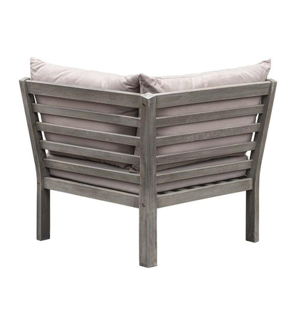 Plow & Hearth Wood Furniture Outdoor Living Ridgewind Outdoor Sectional Sofa Seating Set With Cocktail Table