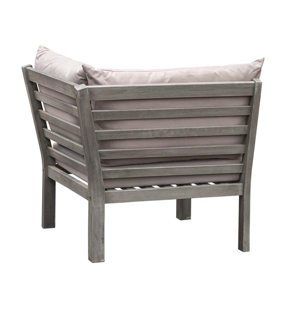 Plow & Hearth Wood Furniture Outdoor Living Ridgewind Outdoor Sectional Sofa Seating Set With Cocktail Table