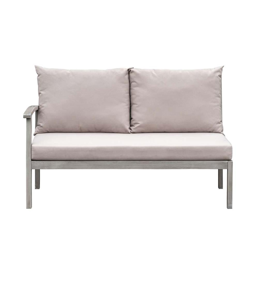 Plow & Hearth Wood Furniture Outdoor Living Ridgewind Outdoor Sectional Sofa Seating Set With Cocktail Table