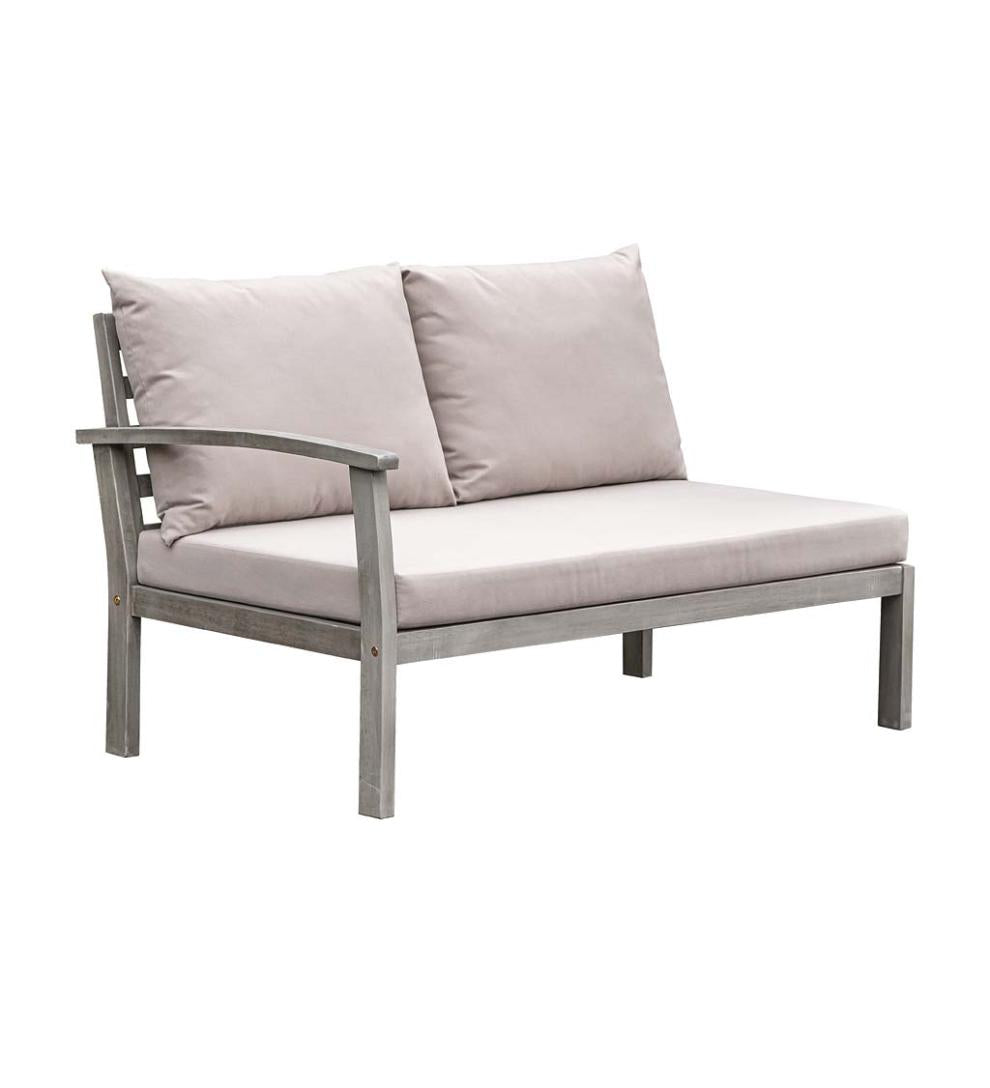 Plow & Hearth Wood Furniture Outdoor Living Ridgewind Outdoor Sectional Sofa Seating Set With Cocktail Table
