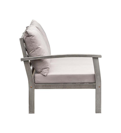 Plow & Hearth Wood Furniture Outdoor Living Ridgewind Outdoor Sectional Sofa Seating Set With Cocktail Table