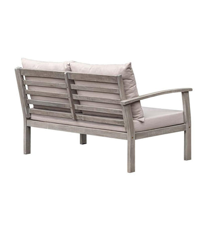 Plow & Hearth Wood Furniture Outdoor Living Ridgewind Outdoor Sectional Sofa Seating Set With Cocktail Table
