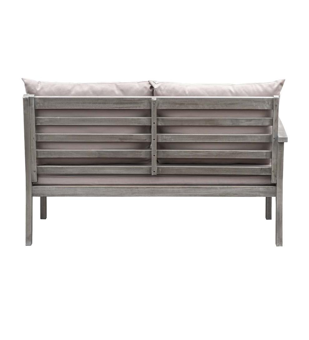 Plow & Hearth Wood Furniture Outdoor Living Ridgewind Outdoor Sectional Sofa Seating Set With Cocktail Table