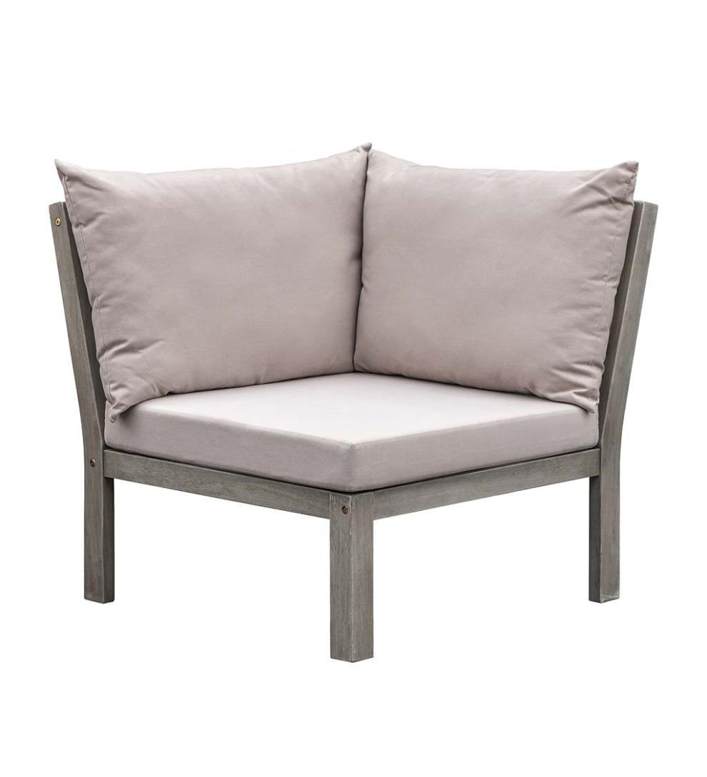 Plow & Hearth Wood Furniture Outdoor Living Ridgewind Outdoor Sectional Sofa Seating Set With Cocktail Table