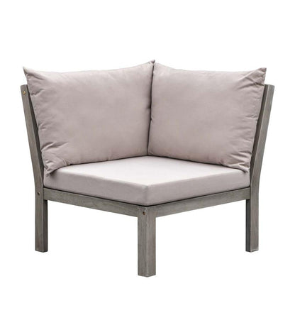 Plow & Hearth Wood Furniture Outdoor Living Ridgewind Outdoor Sectional Sofa Seating Set With Cocktail Table
