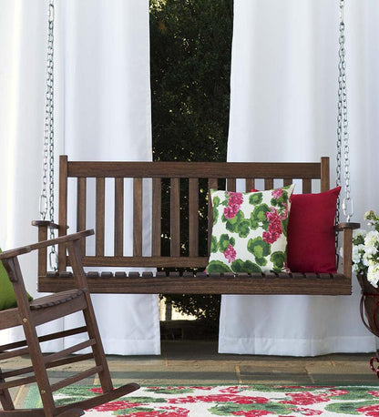 Plow & Hearth Wood Furniture Outdoor Living Slatted Wood Porch Swing - Black Paint