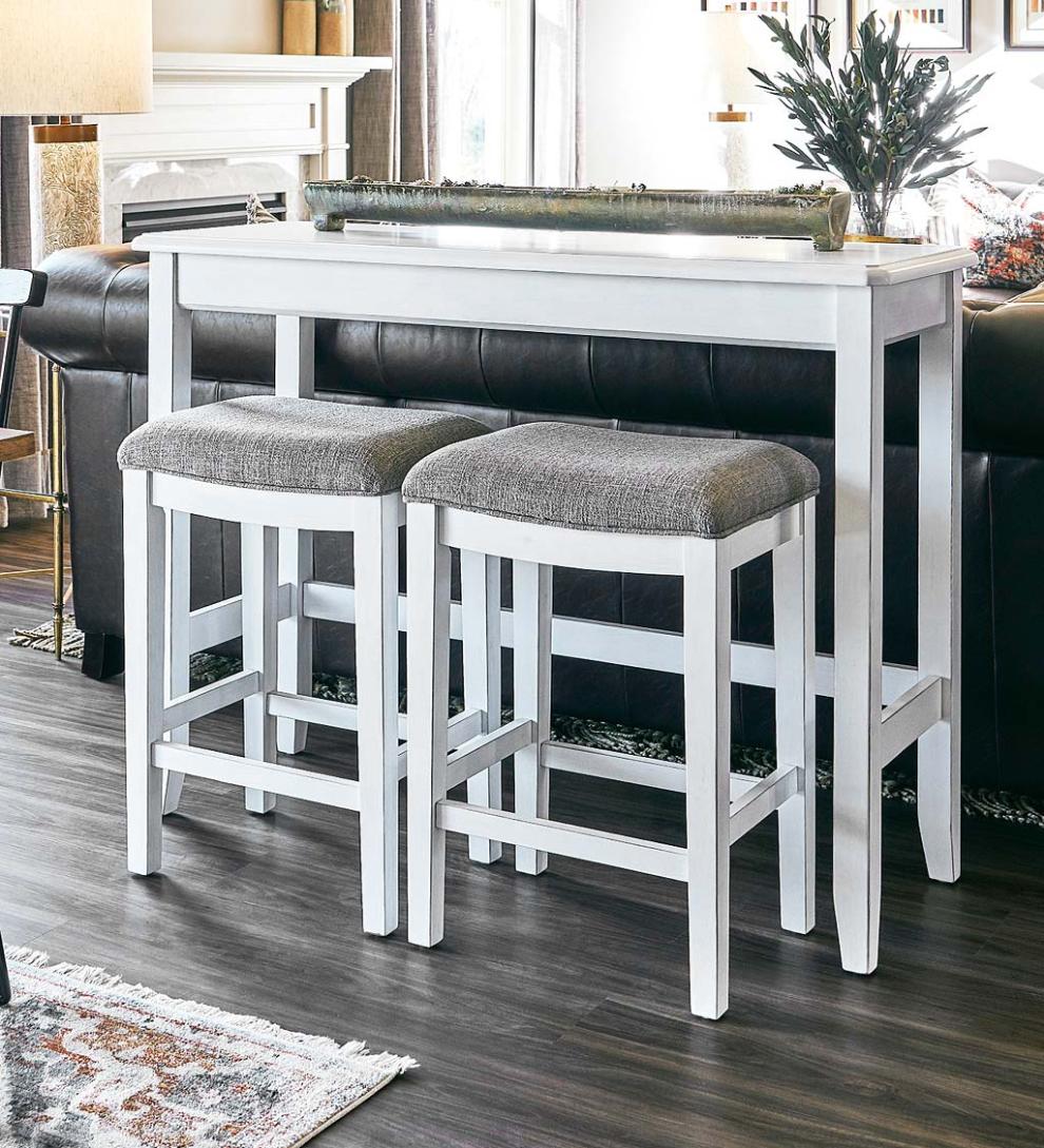 Plow & Hearth Wood Furniture Outdoor Living Sofa Table Set With Saddle Seat Stools - Espresso